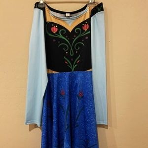 Plus Size 2XL Princess Anna Frozen Inspired Long Sleeve Skater Dress Cosplay